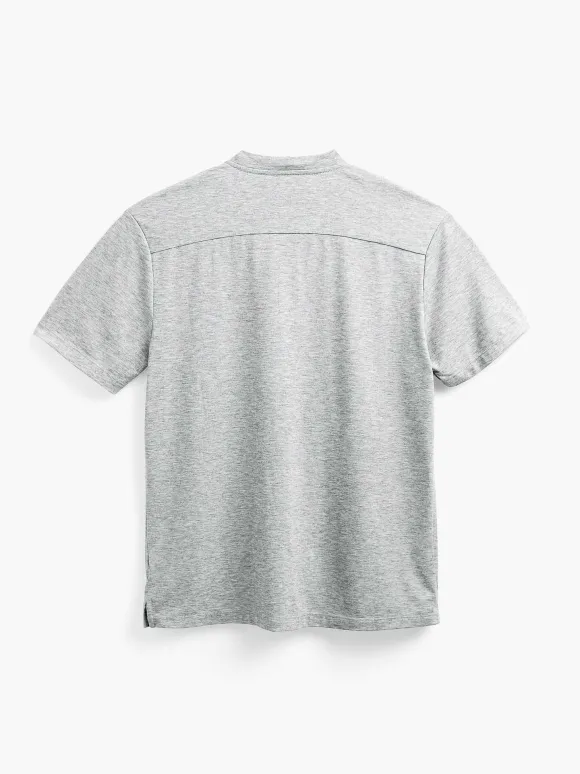 Men'S Ministry of Supply Pale Grey Heather Men'S Composite Merino Short Sleeve Henley