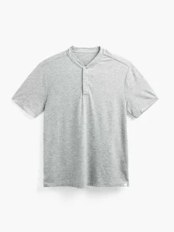 Men'S Ministry of Supply Pale Grey Heather Men'S Composite Merino Short Sleeve Henley