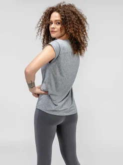 Women'S Ministry of Supply Pale Grey Heather Women'S Composite Merino V-Neck Tee
