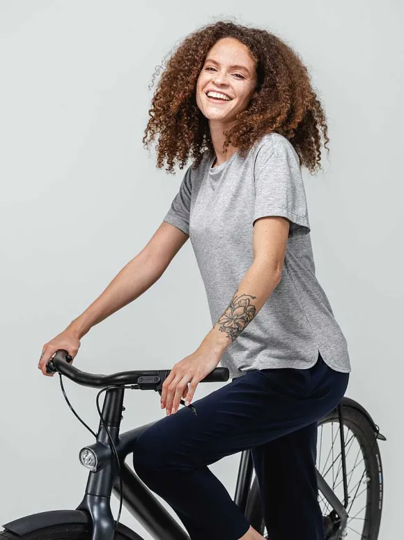 Women'S Ministry of Supply Pale Grey Heather Women'S Composite Merino Boxy Tee