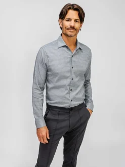 Men'S Ministry of Supply Platinum Grey Grid Men'S Aerozero° Dress Shirt