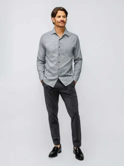 Men'S Ministry of Supply Platinum Grey Grid Men'S Aerozero° Dress Shirt