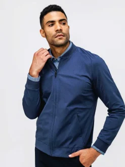 Men'S Ministry of Supply Shadow Blue Heather Men'S Kinetic Bomber Jacket