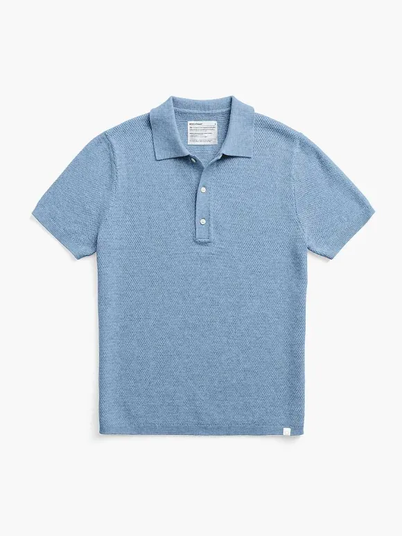 Men'S Ministry of Supply Sky Blue Men'S Labs Atlas Short Sleeve Knit Polo