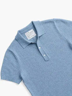 Men'S Ministry of Supply Sky Blue Men'S Labs Atlas Short Sleeve Knit Polo