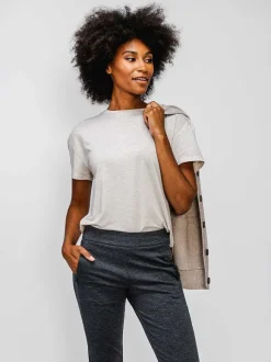Women'S Ministry of Supply Taupe Heather Women'S Composite Merino Boxy Tee