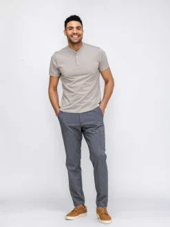 Men'S Ministry of Supply Taupe Men'S Composite Merino Short Sleeve Henley