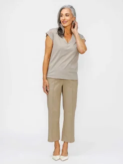 Women'S Ministry of Supply Taupe Women'S Composite Merino V-Neck Tee