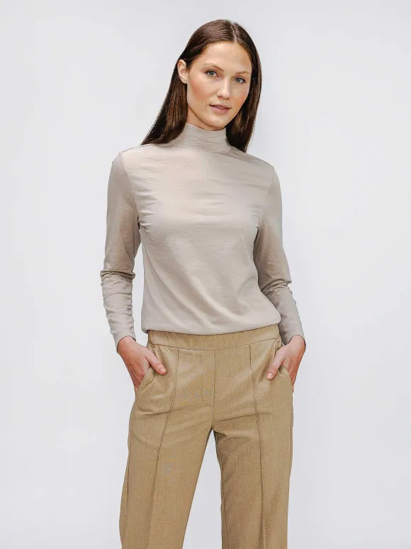 Women'S Ministry of Supply Taupe Women'S Composite Merino Mock Neck