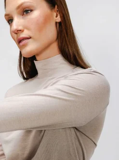 Women'S Ministry of Supply Taupe Women'S Composite Merino Mock Neck