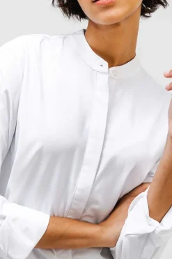 Women'S Ministry of Supply White Women'S Aerozero° Band Collar Tunic